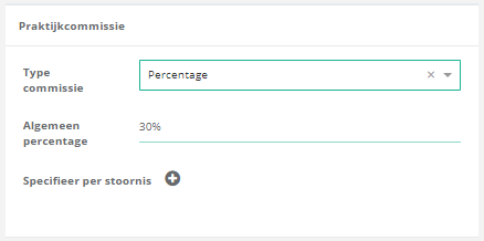 Schermafbeelding: Kiest u een percentage, geef dan het algemene percentage op. Een afwijkend percentage per stoornis…