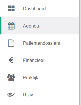 Capture d’écran : Cliquez sur agenda dans la barre de menu de gauche.
