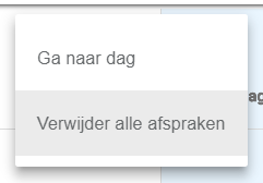Screenshot: Click verwijder alle afspraken (delete all appointments).