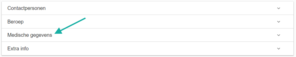 Screenshot: Select the info tab and go to the medische info (medical info) section.