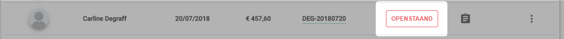 Screenshot: Click the factuurstatus (invoice status) of the invoice you want to change.