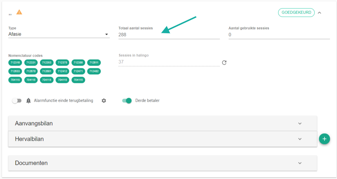 Screenshot: Click the current total number of sessions.