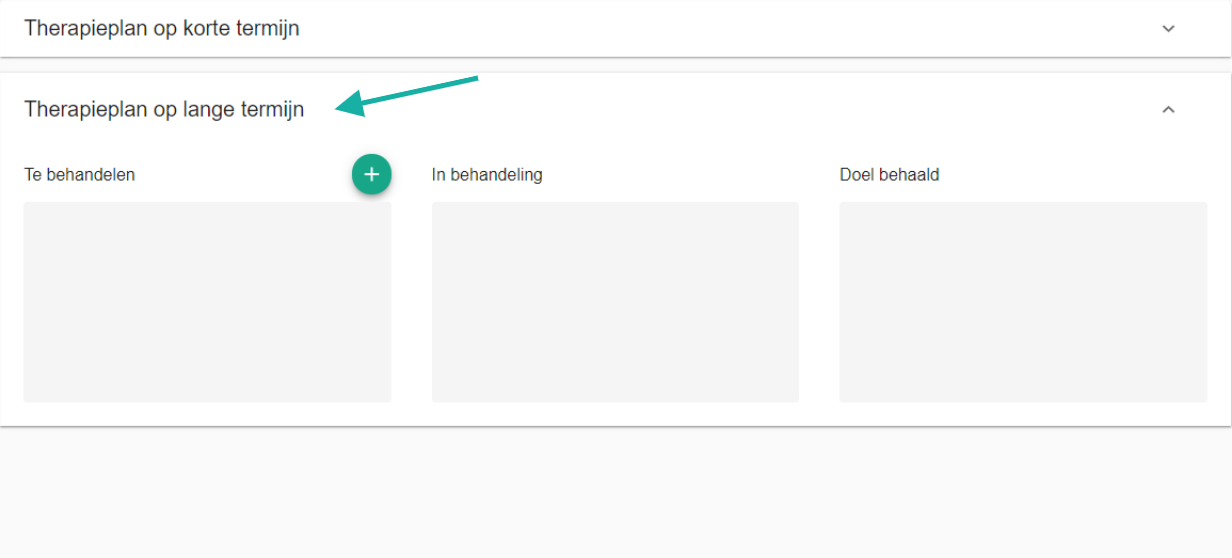 Bildschirmfoto: Gehen Sie zum Abschnitt therapieplan lange termijn (langfristiger Therapieplan).