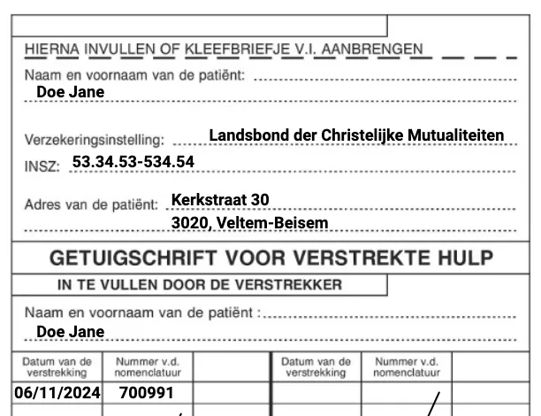 Schermafbeelding: 700991, ambulant: