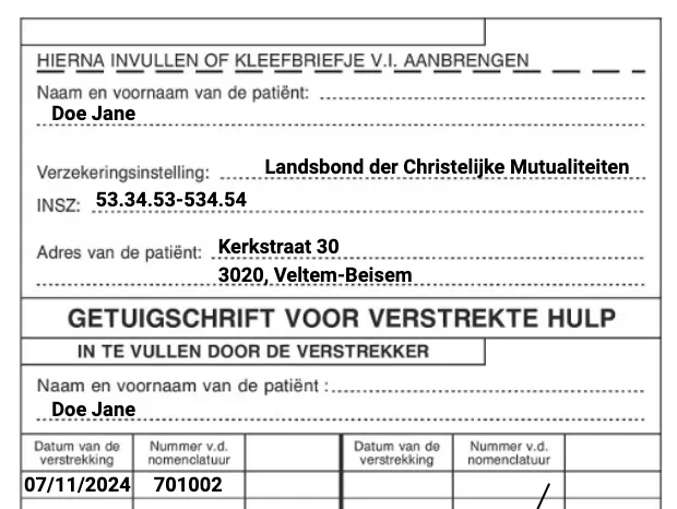 Schermafbeelding: 701002, hospitalisatie: