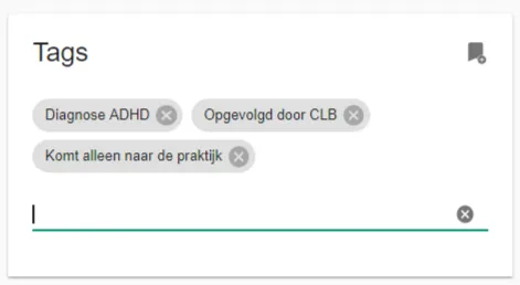 Schermafbeelding: Typ de tekst van de tag en druk op enter.