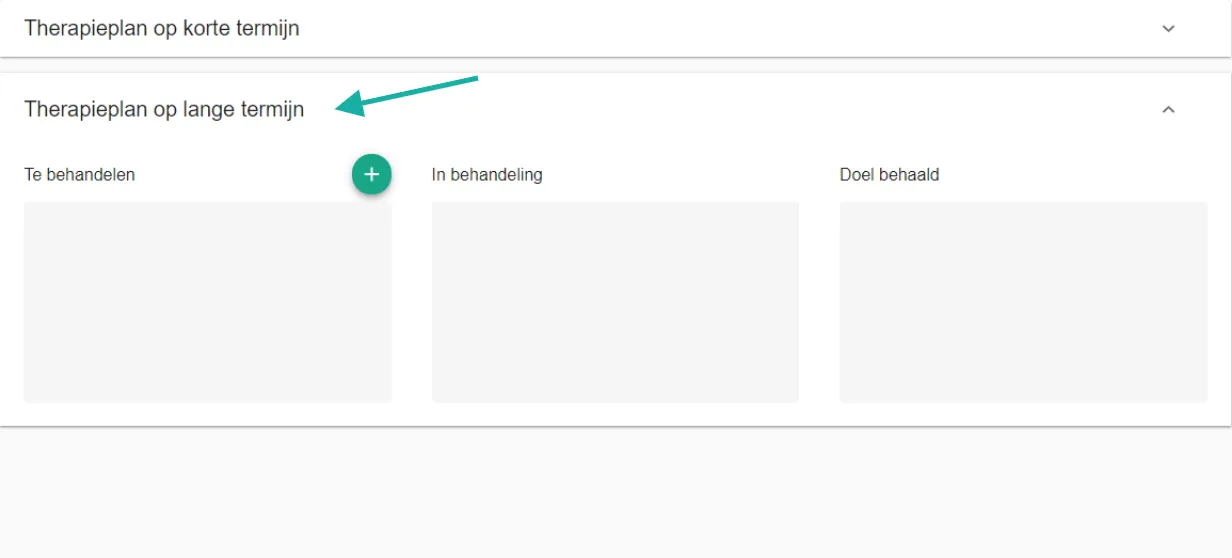 Schermafbeelding: Ga naar het onderdeel therapieplan lange termijn.