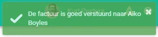 Schermafbeelding: Halingo meldt of de herinnering goed is verstuurd. De mail kan in de spamfolder van uw patiënt…