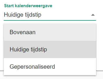 Schermafbeelding: Selecteer in het menu hoe u de kalenderweergave wilt instellen.