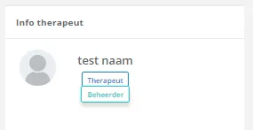 Schermafbeelding: Klik in het venster info therapeut op de huidige status en kies beheerder.