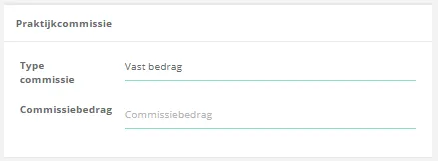 Schermafbeelding: Kiest u een vast bedrag, geef dan bij commissiebedrag het bedrag op.
