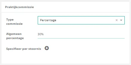 Schermafbeelding: Kiest u een percentage, geef dan het algemene percentage op. Een afwijkend percentage per stoornis…