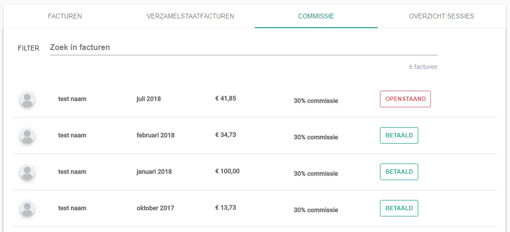 Schermafbeelding: Ga naar het tabblad Commissie.