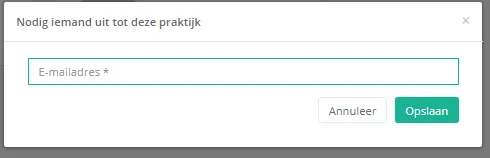 Schermafbeelding: Vul het e-mailadres in van de therapeut die u wilt toevoegen.