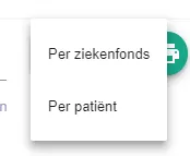 Schermafbeelding: Kies of u de verzamelstaatfactuur per patiënt of per ziekenfonds laat genereren.