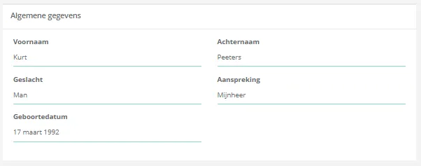 Schermafbeelding: Pas in het vak algemene gegevens de gegevens aan die u wilt wijzigen.