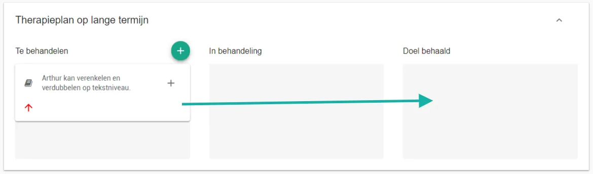 Schermafbeelding: Sleep de doelstelling naar het vak doel behaald.
