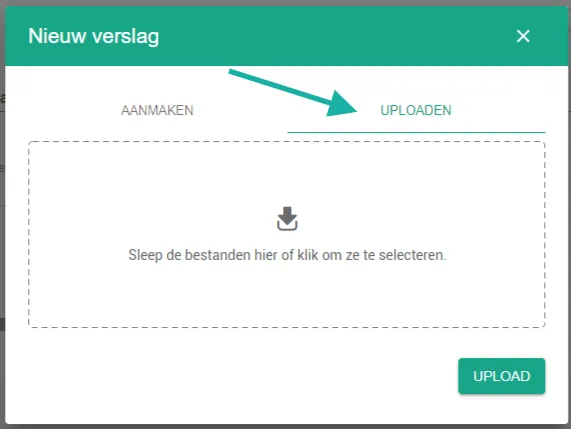 Schermafbeelding: Klik op het tabblad uploaden.