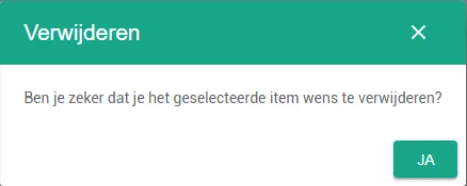 Schermafbeelding: Halingo vraagt of u de geselecteerde terugbetaling echt wilt verwijderen.