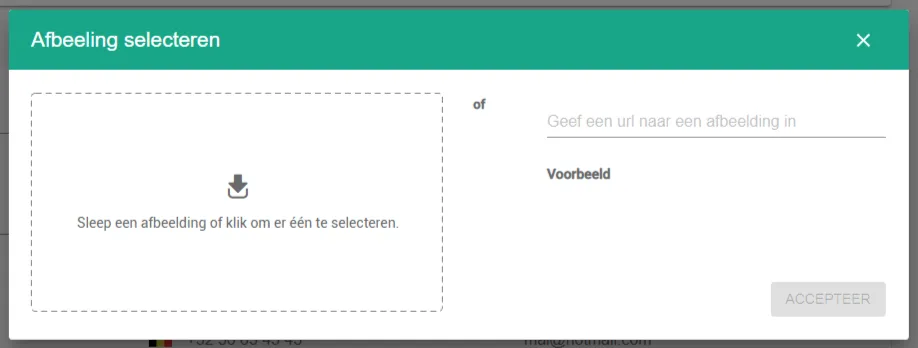 Schermafbeelding: Klik op het vak upload.