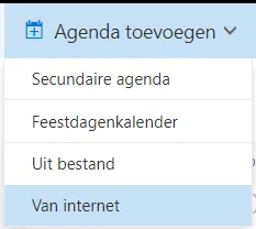 Capture d’écran : Rendez-vous sur https://outlook.live.com/calendar/ et cliquez, sous Ajouter un agenda, sur À partir…