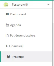 Capture d’écran : Cliquez sur cabinet dans la barre de menu de gauche.