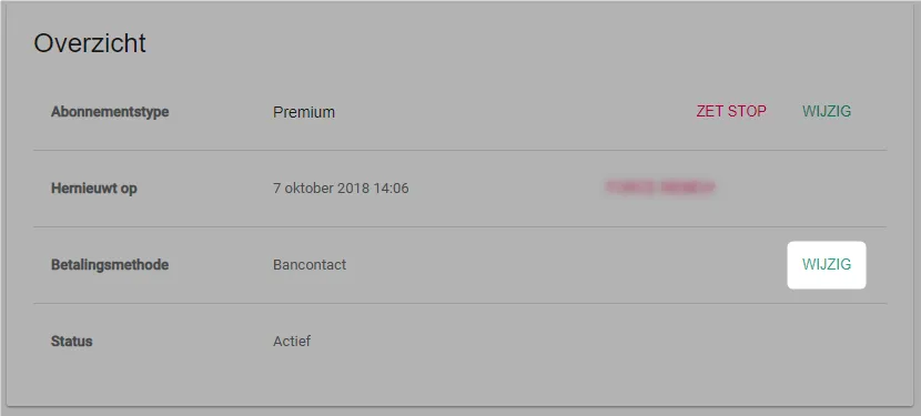 Screenshot: Click the change button next to your payment method.