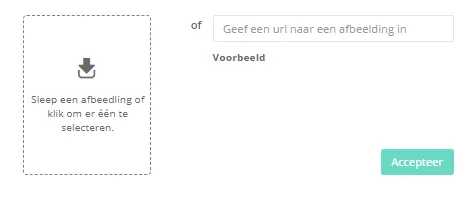 Screenshot: Drag an image of your logo into the window, or click the upload icon to pick a file. A url to an image…