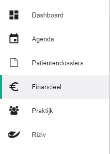 Screenshot: Click Financieel (Financial) in the left-hand menu.