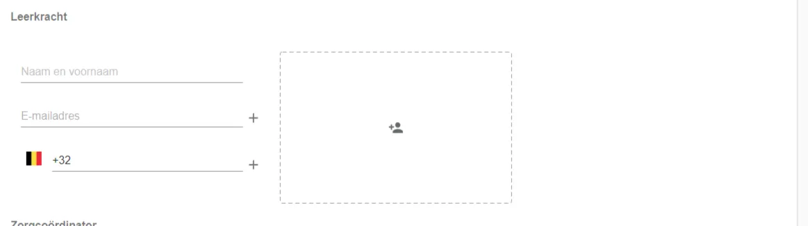 Screenshot: Fill in the teacher’s details.