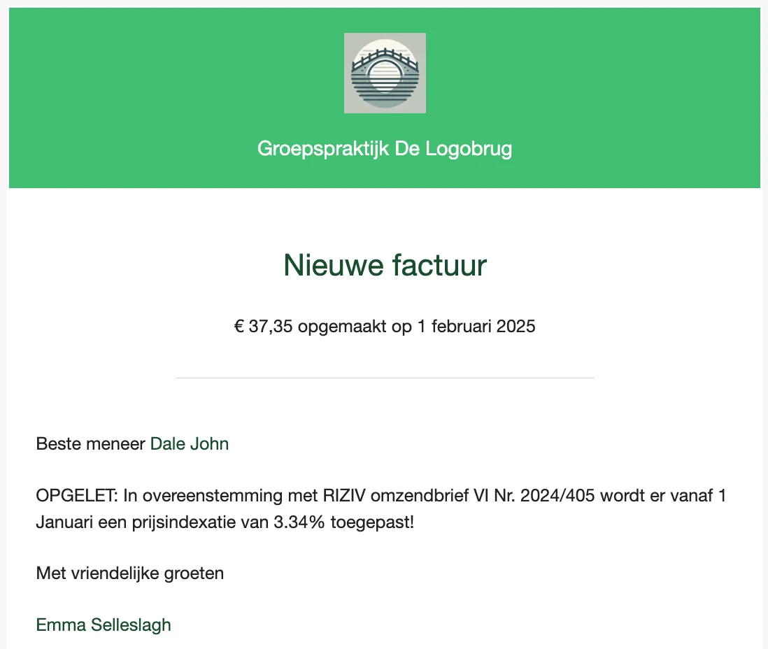 Bildschirmfoto: In der E-Mail: